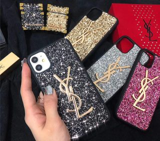 イヴ サン ローラン iphone16/16proケース キラキラ iphone15pro/14promax ケース 女子 かわいい iphone13pro ケース ラメ グリッター アイフォン12/11 ケース ysl ロゴ iphone 携帯 カバー セレブ 人気